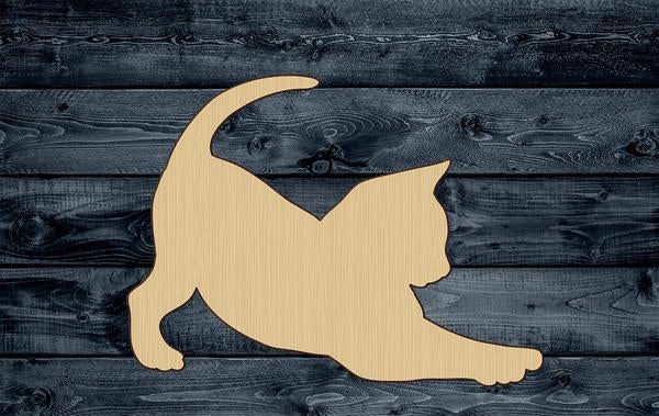 Cat Kitten Play Pet Wood Cutout Shape Silhouette Blank Unpainted Sign 1/4 inch thick