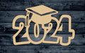 2024 Graduation College School Student Hat Year Script Word Letter Gift DIY Wood Cutout Shape Silhouette Blank Unpainted Sign 1/4 inch thick