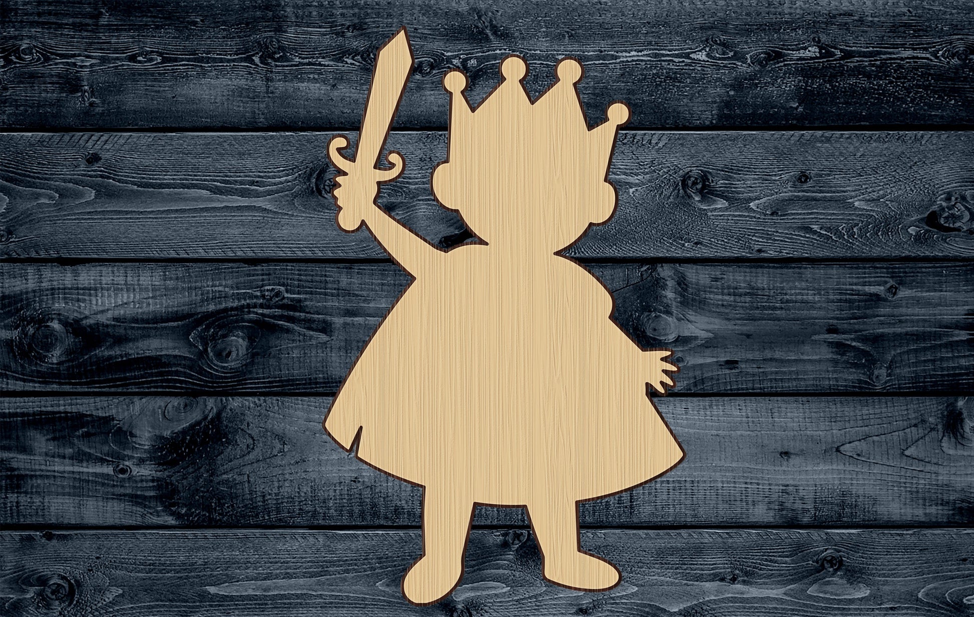 Wood Sign Cutout King Prince Baby Crown Sword Boy Kid Sword Toy 1/4 inch thick