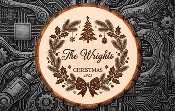 Wood Engraved Sign Bark Tree Ornament Christmas Family 1/2 inch thick