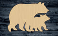 Bear Mama Grizzly Cub Baby Gift DIY Wood Cutout Shape Silhouette Blank Unpainted Sign 1/4 inch thick