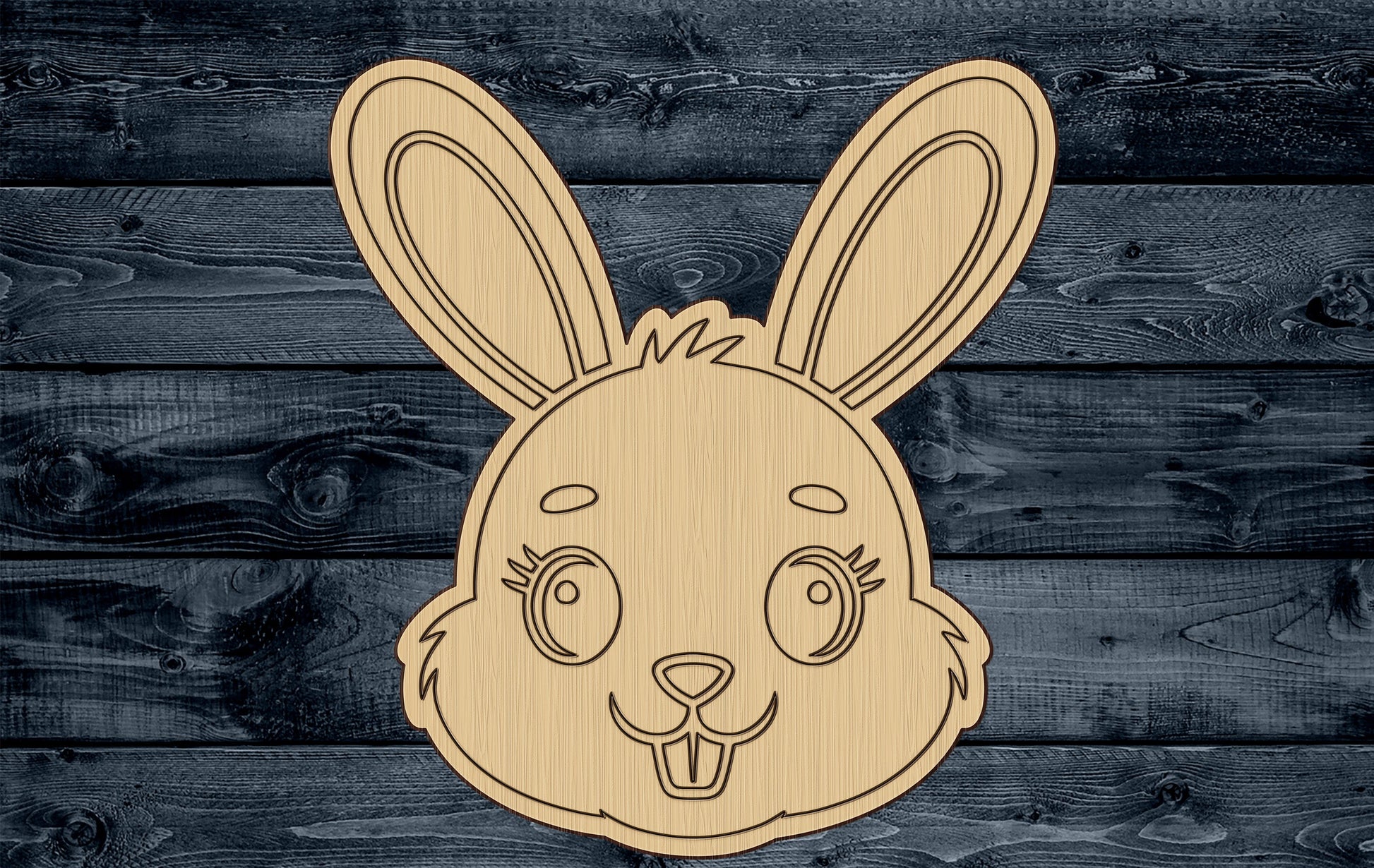 Wood Sign Cutout Bunny Rabbit Easter Baby Animal Engraved Scored 1/16 inch thick