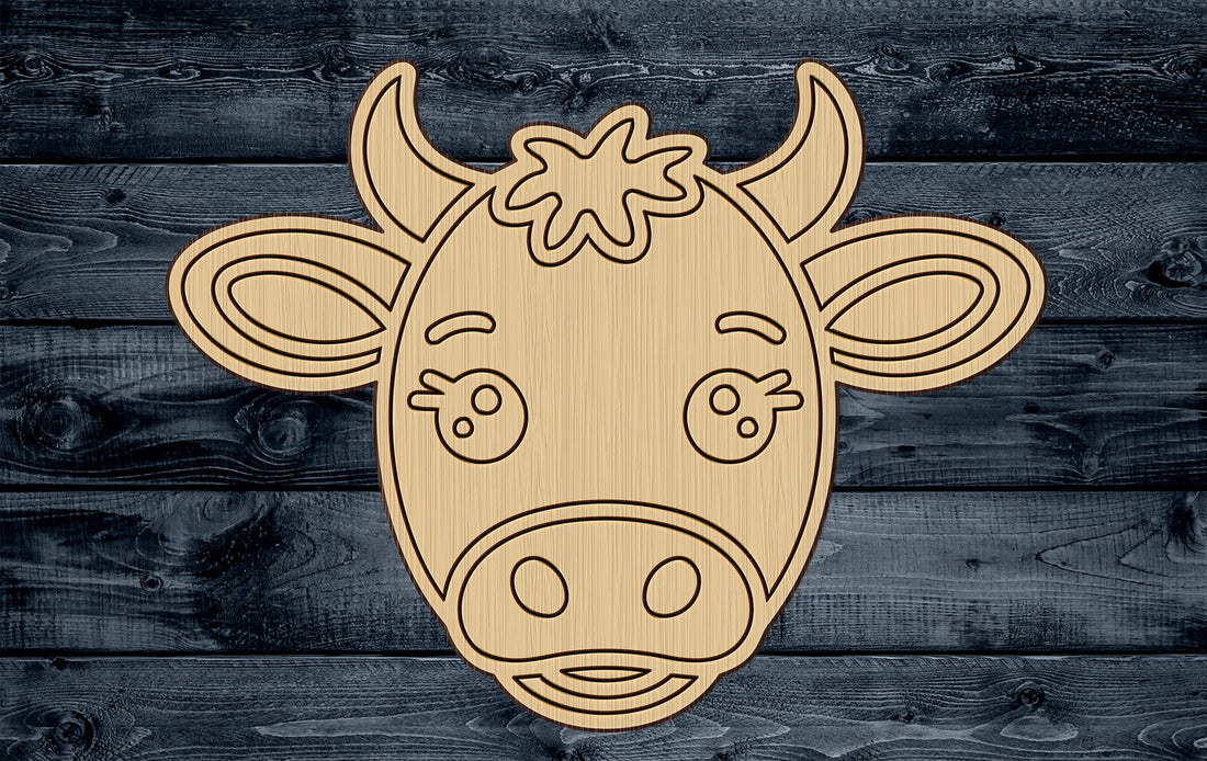 Wood Sign Cutout Cow Cattle Baby Girl Animal Engraved Scored 1/16 inch thick
