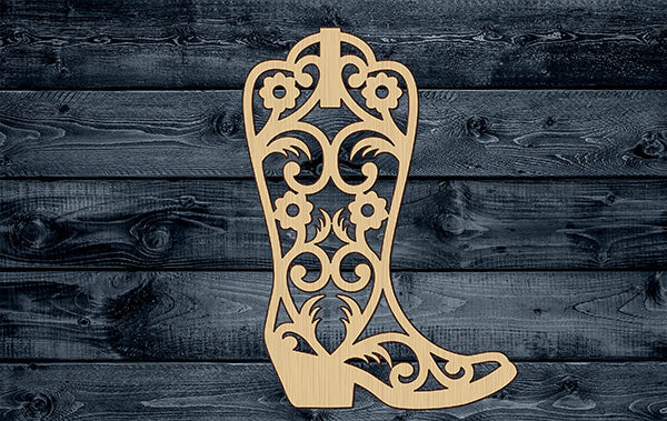 Boot Cowboy Western Shoe Cowgirl Wood Cutout Shape Silhouette Blank Unpainted Sign 1/4 inch thick