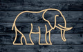 Elephant Outlined Savannah Jungle Animal Stylized Outlined Wood Cutout Shape Silhouette Blank Unpainted Sign 1/4 inch thick 