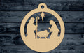 Wood Sign Cutout Jesus Christ Born Nativity Christmas Globe Ornament 1/4 inch thick