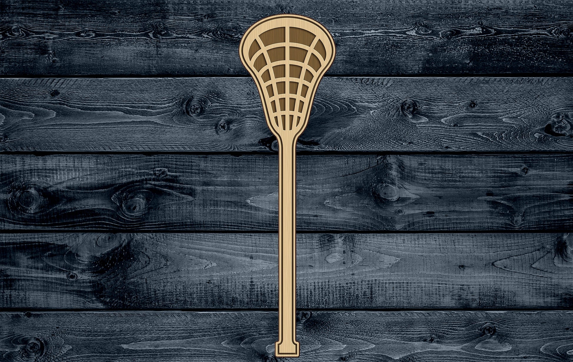 Wood Sign Cutout Lacrosse Stick Engraved Sport 1/16 inch thick