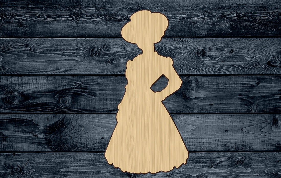 Wood Sign Cutout Woman Victorian Dress Hat Vintage 1900s 1800s 1/4 inch thick