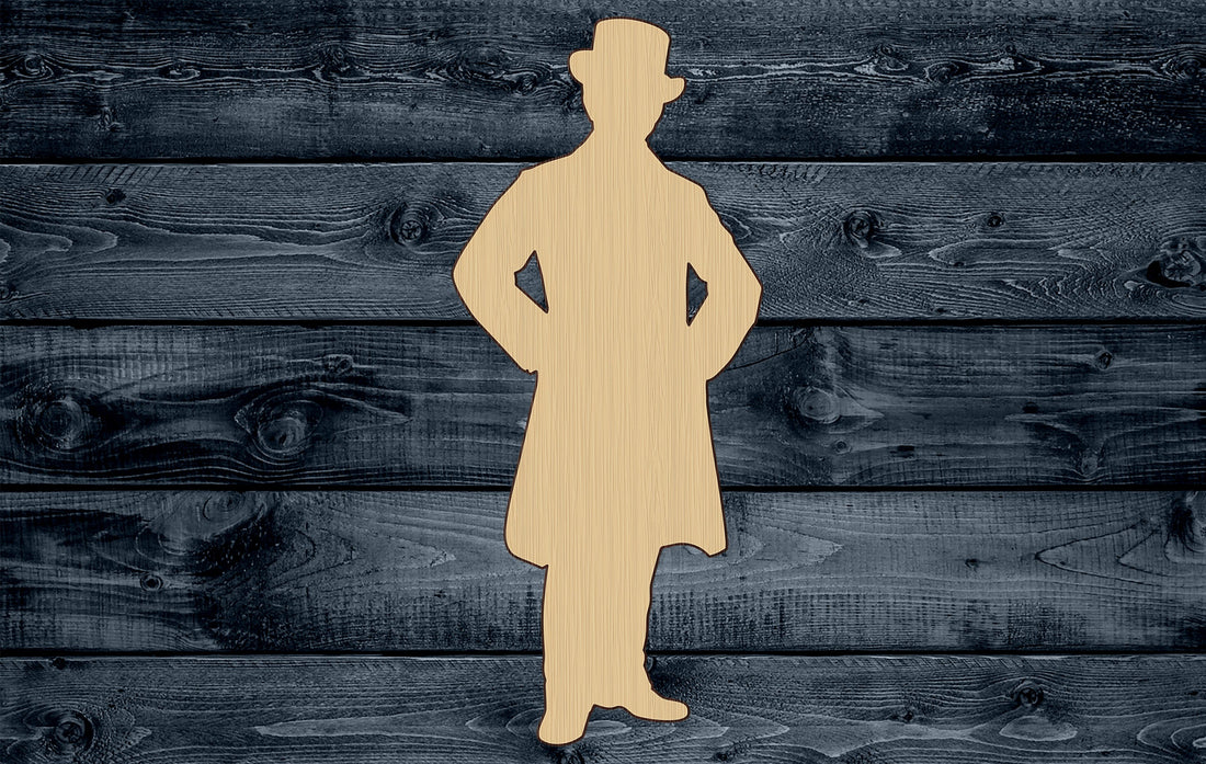 Wood Sign Cutout Man Victorian Coat Hat Vintage 1900s 1800s 1/4 inch thick