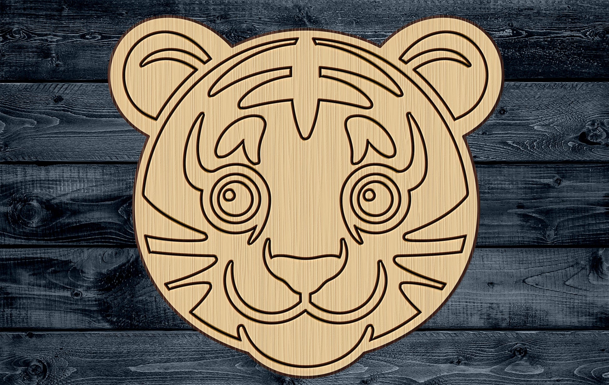 Wood Sign Cutout Tiger Baby Kid Jungle Animal Engraved Scored 1/16 inch thick