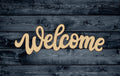 Welcome Friends Family Home Greeting Script Word Letter Gift DIY Wood Cutout Shape Silhouette Blank Unpainted Sign 1/4 inch thick
