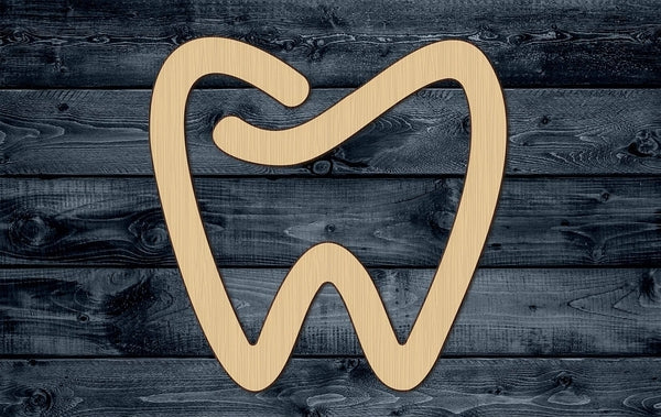 Tooth Outlined Stylized Dentist Wood Cutout Shape Silhouette Blank Unpainted Sign 1/4 inch thick