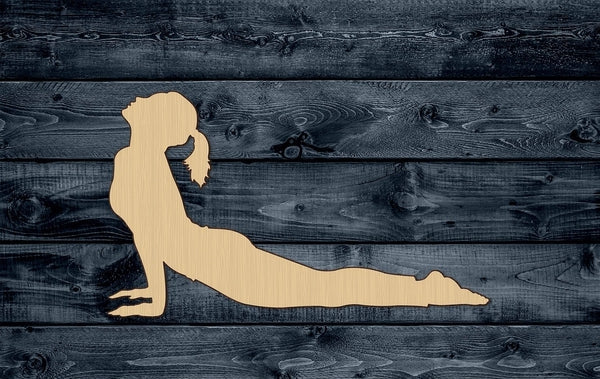 Yoga Woman Ballet Dancer Woman Girl Shape Silhouette Blank Unpainted Wood Cutout Sign 1/4 inch thick