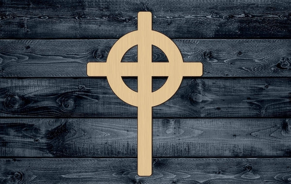 Cross Celtic Wheel Ringed Wood Cutout Shape Silhouette Blank Unpainted Sign 1/4 inch thick