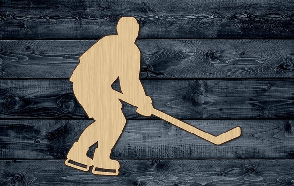 Hockey Ice Player Sport Winter Stick Puck Wood Cutout Shape Silhouette Blank Unpainted Sign 1/4 inch thick