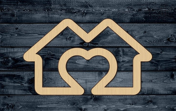House Home Real Estate Logo Stylized Wood Cutout Shape Blank Set of 2 (Left & Right) Sign 1/4 inch thick