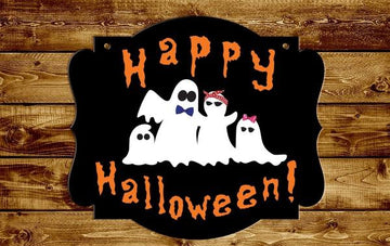 12" Halloween Ghost Family Mom Dad Kids Plaque Frame Wood Cutout Sign 1/4 inch thick