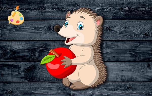 12" Hedgehog Animal Apple Wood Cutout Sign 1/4 inch thick