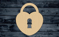 Heart Lock Love Valentine Key Wood Cutout Shape Silhouette Blank Unpainted Sign 1/4 inch thick