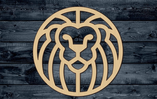 Lion Head Outlined Stylized Round Animal King Wood Cutout Shape Silhouette Blank Unpainted Sign 1/4 inch thick