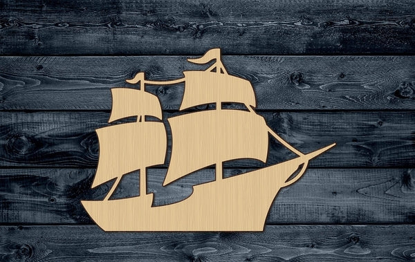 Ship Pirate Sail Ocean Sea Beach Wood Cutout Shape Silhouette Blank Unpainted Sign 1/4 inch thick