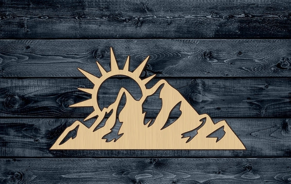 Mountains Sun Sunset Sunrise Snow Peak Landscape Shape Blank Unpainted Wood Cutout Sign 1/4 inch thick