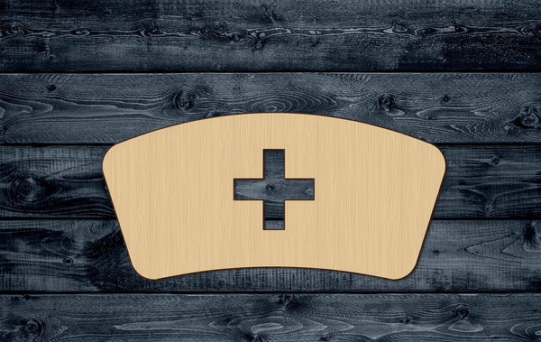 Nurse Hat Medical Help Red Cross Wood Cutout Shape Silhouette Blank Unpainted Sign 1/4 inch thick