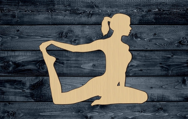 Yoga Woman Girl Pose Sport Gymnastics Wood Cutout Shape Silhouette Blank Unpainted Sign 1/4 inch thick