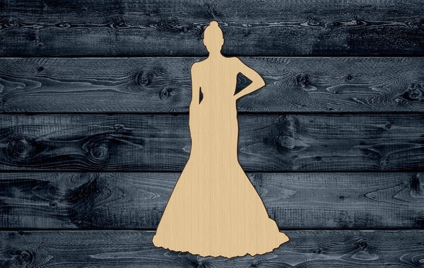 Woman Dress Ball Ballroom Party Fashion Girl Wood Cutout Shape Silhouette Blank Unpainted Sign 1/4 inch thick