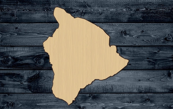 Hawaii Big Island Map State Wood Cutout Shape Sign Silhouette 1/4 inch thick
