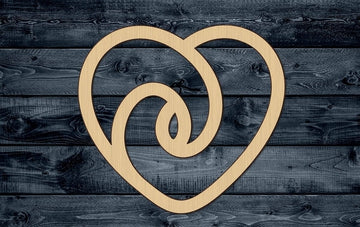 Heart Love Valentine Outlined Fancy Stylized Wood Cutout Shape Silhouette Blank Unpainted Sign 1/4 inch thick