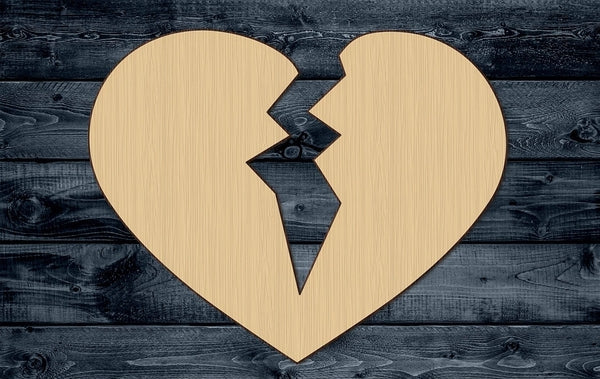 Heart Broken Cracked Love Breakup Separation Shape Silhouette Blank Unpainted Wood Cutout Sign 1/4 inch thick