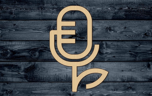 Microphone Mic Audio Podcast Radio Talk Show Voice Wood Cutout Music Shape Silhouette Blank Unpainted Sign 1/4 inch thick