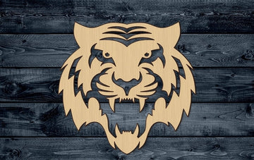 Tiger Head Jungle Animal Stylized Outlined Wood Cutout Shape Silhouette Blank Unpainted Sign 1/4 inch thick