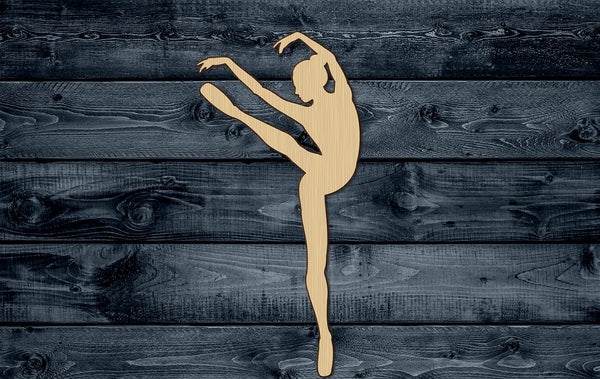 Ballet Ballerina Dancer Woman Girl Shape Silhouette Blank Unpainted Wood Cutout Sign 1/4 inch thick