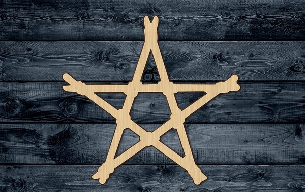 Pentagram Voodoo Magic Halloween Star Shape Wood Cutout Silhouette Blank Unpainted Sign 1/4 inch thick