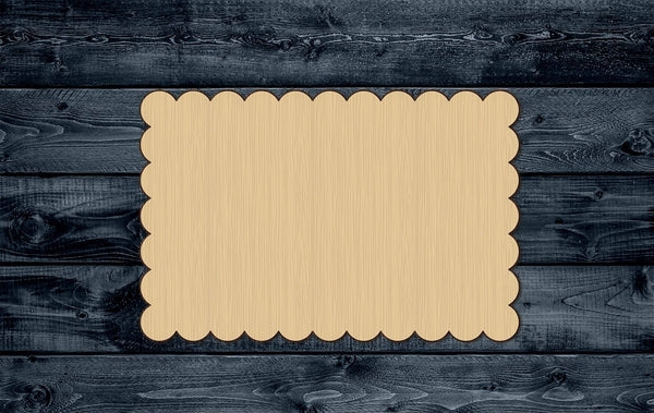 Rectangle Scalloped Cracker Plaque Plate Wood Cutout Shape Blank Unpainted Sign 1/4 inch thick