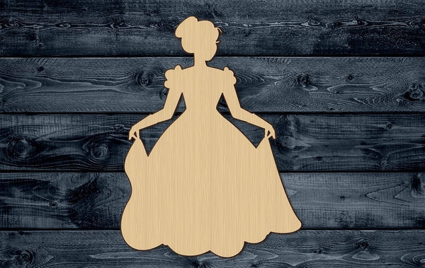 Princess Girl Queen Dress Gloves Dance Girl Woman Wood Cutout Shape Silhouette Blank Unpainted Sign 1/4 inch thick