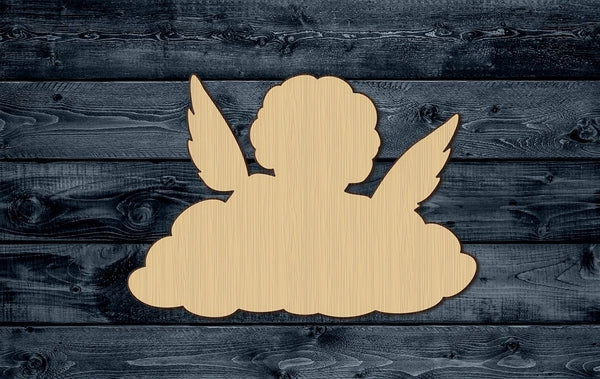Cupid Cloud Valentine Love Wings Boy Kid Wood Cutout Shape Silhouette Blank Unpainted Sign 1/4 inch thick