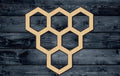 Honeycomb Bee Honey Hexagon Wood Cutout Shape Silhouette Blank Unpainted Sign 1/4 inch thick