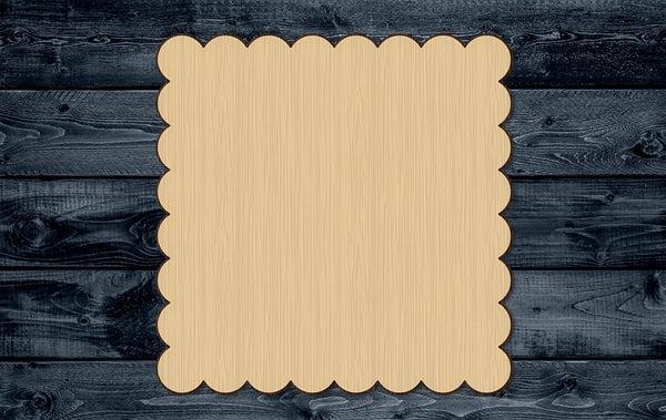 Square Scalloped Cracker Geometric Wood Cutout Shape Silhouette Blank Unpainted Sign 1/4 inch thick