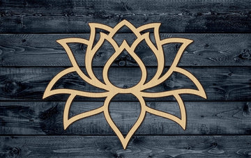 Lotus Flower Plant Outline Stylized Yoga Zen Wood Cutout Shape Silhouette Blank Unpainted Sign 1/4 inch thick