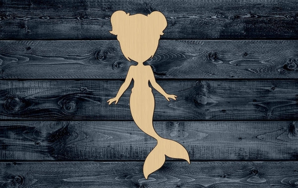 Mermaid Siren Girl Baby Fish Wood Cutout Shape Silhouette Blank Unpainted Sign 1/4 inch thick