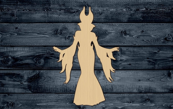 Witch Death Satan Devil Hat Halloween Magic Witchcraft Woman Spellbound Wood Cutout Shape Silhouette Blank Unpainted Sign 1/4 inch thick