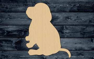 Dog Beagle Pup Puppy Baby Sitting Animal Wood Cutout Shape Silhouette Blank Unpainted Sign 1/4 inch thick