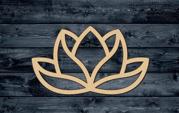 Lotus Flower Plant Outline Stylized Zen Wood Cutout Shape Silhouette Blank Unpainted Sign 1/4 inch thick