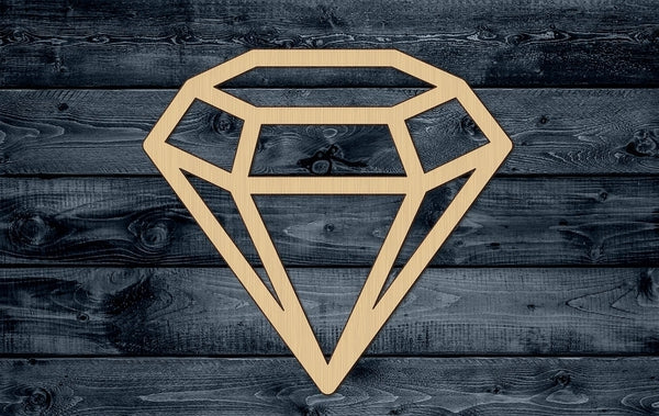 Diamond Gem Jewel Stone Precious Wood Cutout Shape Silhouette Blank Unpainted Sign 1/4 inch thick