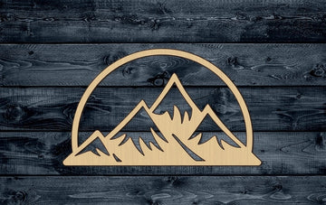 Mountains Snow Peak Landscape Sun Nature Vacation Logo Travel Wood Cutout Shape Blank Unpainted Sign 1/4 inch thick
