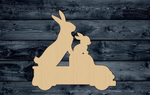 Bunny Truck Easter Baby Kid Rabbit Animal Wood Cutout Silhouette Blank Unpainted Sign 1/4 inch thick