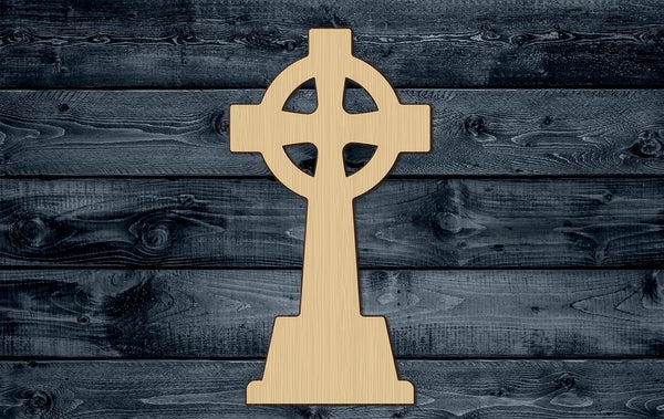 Tomb Celtic Halloween Cross Grave Cemetery Wheel Ringed Wood Cutout Shape Silhouette Blank Unpainted Sign 1/4 inch thick